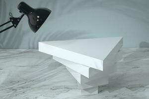 White triangle stands in the corner, 3d rendering. photo