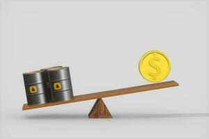 Oil barrel and dollar with white background,3d rendering. photo