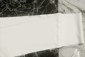 Blank roll of paper on the marble slab,marble background,3d rendering, photo