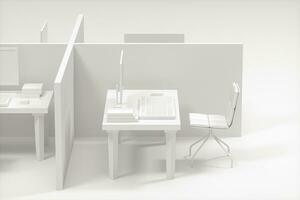 oficina modelo con blanco fondo abstracto concepción, 3d representación. foto
