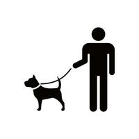 hombre con perro plano estilo vector icono