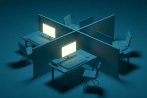 Office model with dark background,abstract conception,3d rendering. photo