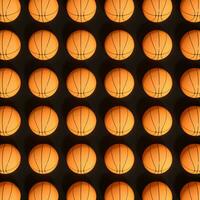 Repeating sports ball pattern with black background, 3d rendering. photo
