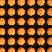 Repeating sports ball pattern with black background, 3d rendering. photo