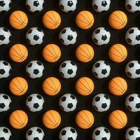 Repeating sports ball pattern with black background, 3d rendering. photo