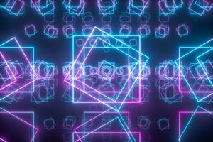 Geometric figures and neon lights,abstract conception,3d rendering. photo