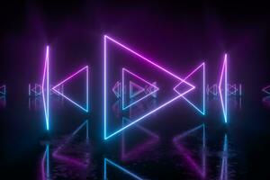 Geometric figures and neon lights,abstract conception,3d rendering. photo