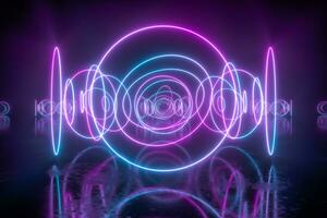 Geometric figures and neon lights,abstract conception,3d rendering. photo