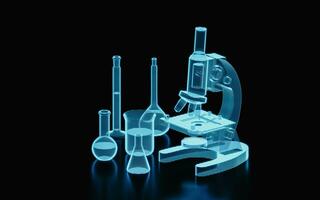 Holographic image of laboratory instrument, futuristic element, 3d rendering. photo
