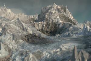 Magical peak with misty fog, 3d rendering. photo