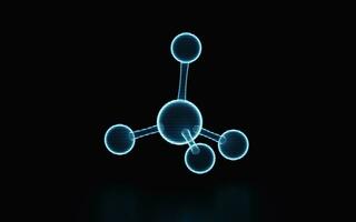Holographic image of molecule, futuristic element, 3d rendering. photo