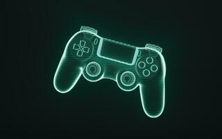 Holographic image of gamepad, futuristic element, 3d rendering. photo