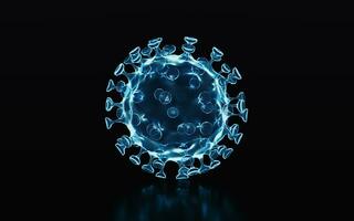 Holographic image of virus, futuristic element, 3d rendering. photo