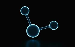 Holographic image of molecule, futuristic element, 3d rendering. photo