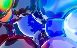 Glass balls with vivid colors, 3d rendering. photo