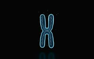Holographic image of chromosome, futuristic element, 3d rendering. photo