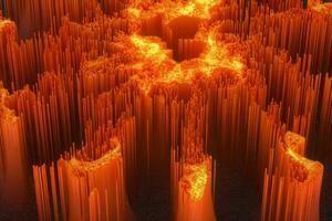 Glowing fiery background, burning firestorm, 3d rendering. photo