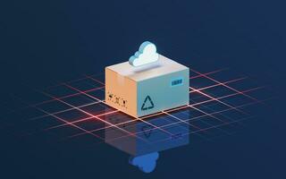 Cloud computing and recyclable carton, 3d rendering. photo