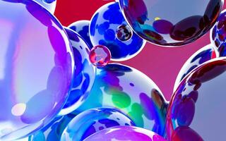 Glass balls with vivid colors, 3d rendering. photo