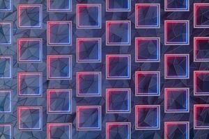 Neon square lines, retro colorful background, 3d rendering. photo