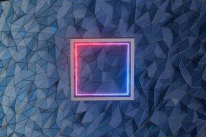 Neon square lines, retro colorful background, 3d rendering. photo