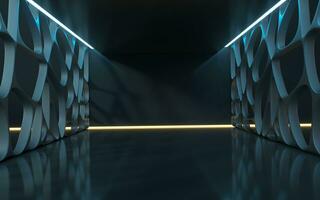 Empty room with black background, 3d rendering. photo