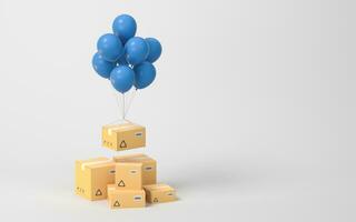 Recyclable boxes and logistics transportation, 3d rendering. photo