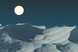 Mountain peaks at night, mountains terrain, 3d rendering. photo