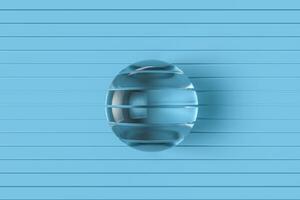 Sliced glass ball with blue background, 3d rendering. photo