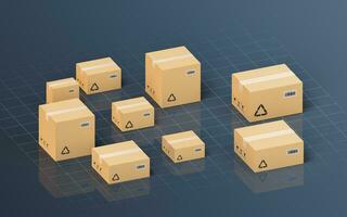 Recyclable boxes and logistics transportation, 3d rendering. photo