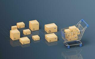 Recyclable boxes and logistics transportation, 3d rendering. photo