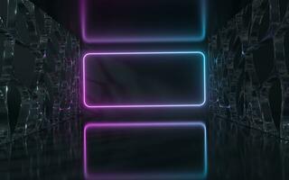 Empty room with black background, 3d rendering. photo