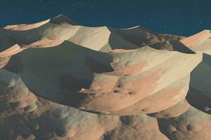 Mountain peaks at night, mountains terrain, 3d rendering. photo