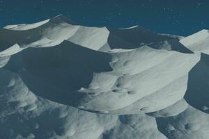 Mountain peaks at night, mountains terrain, 3d rendering. photo