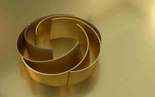 Golden curve geometry background, luxury decoration, 3d rendering. photo