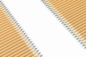 Pencils in a row with white background, 3d rendering. photo