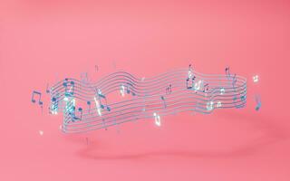 música notas, musical melodías, 3d representación. foto