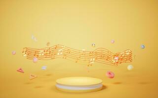 Music notes, musical tunes, 3d rendering. photo