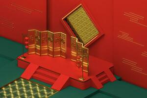 Chinese decorative background, prosperity elements, 3d rendering. photo