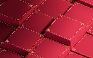 Red cubic platform, Chinese style, 3d rendering. photo