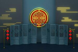 Chinese decorative background, prosperity elements, 3d rendering. photo