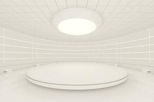 Creative round room, empty presentation room, 3d rendering. photo