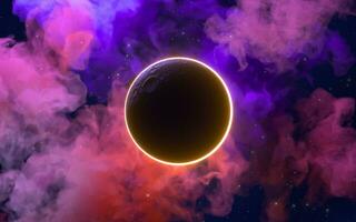 Nebulae and planet, 3d rendering. photo