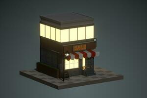 Cartoon store, modern shop building, 3d rendering. photo