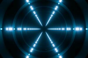 Round tunnel with neon light illuminated, 3d rendering. photo