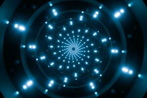 Round tunnel with neon light illuminated, 3d rendering. photo