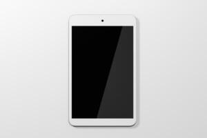 Empty tablet computer screen with white background, 3d rendering. photo