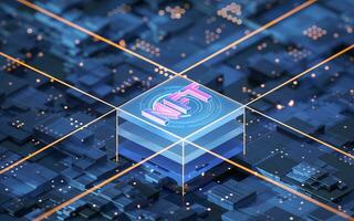 NFT nonfungible tokens concept and circuit, 3d rendering. photo