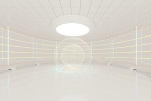 Creative round room, empty presentation room, 3d rendering. photo