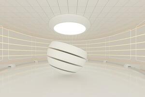 Creative round room, empty presentation room, 3d rendering. photo